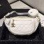 Fake Chanel Quilted Aged Calfskin Waist Bag/Belt Bag and Coin Purse AS1077 White 2019 Collection CE02926