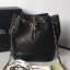 Fake Chanel Quilted Leather Chain Drawstring Small Bucket Bag Black 2019 Collection CE03571