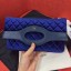 Fake Chanel Quilted Velvet 31 Clutch A70521 Blue 2019 Collection CE03834