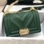 Fake Fashion Chanel Calfskin Patchwork Chevron Small Boy Flap Bag A67086 Green 2019 Collection CE01810