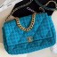 Fake Replica Chanel 19 Tweed Large Flap Bag AS1161 Blue 2019 Collection CE02553