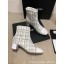 Fashion Chanel CC Logo Ankle Boots Tweed White 2020 CE01442