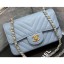 Fashion Chanel Original Quality Small Classic Flap Bag 1116 in Caviar Leather Chevron Baby Blue with Gold Hardware CE01640