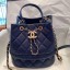 Fashion Chanel Quilted Grained Calfskin Small Drawing Bucket Bag AS0894 Blue 2019 Collection CE02217