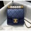 Fashion Copy Chanel Imitation Pearls Square Clutch with Chain Bag AP0997 Blue 2020 Collection CE03778