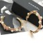 High Imitation Chanel Pearl Leather and Chain Hoop Earrings AB1516 Pink 2019 Collection CE02027