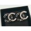 Hot Knockoff Chanel Crystal and Leather CC Earrings Black/Crystal/Silver 2018 CE02446