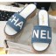Imitation 1:1 Chanel Heel Logo Mules Denim Blue 2020 CE03091