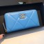 Imitation Best Chanel 19 Goatskin Long Zipped Wallet AP1063 Blue 2019 Collection CE02907
