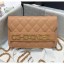 Imitation Chanel Calfskin Wallet on Chain With Logo Chain AP1234 Beige 2020 Collection CE01027