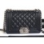 Imitation Chanel Caviar Leather Boy Flap Small Bag Black/Silver CE03660