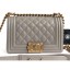 Imitation Chanel Caviar Leather Boy Flap Small Bag Pale Gray/Gold CE01333