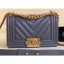 Imitation Chanel Caviar Leather Chevron Boy Flap Small Bag Gray/Gold CE03395