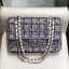 Imitation Chanel Check Tweed Medium Flap Bag A01112 Light Gray 2019 Collection CE01873
