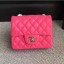 Imitation Chanel Classic Flap Mini Bag A1115 in Lambskin Leather Hot Pink with Silver Hardware CE00892