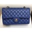 Imitation Chanel Grained Caflskin Medium Classic Flap Bag A01112 Blue With Gold Hardware CE02120