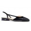 Imitation Chanel Heel 2cm Flat Slingbacks G31319 Black/Grosgrain CE01505