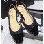 Imitation Chanel Heel 2cm Flat Slingbacks G31319 Glittter Black/Patent CE00742