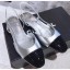 Imitation Chanel Heel 2cm Flat Slingbacks G31319 Metallic Silver/Patent Black CE03196