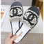 Imitation Chanel Heel Pearl Embroidery CC Logo Mules G35904 White 2020 CE03731