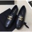 Imitation Chanel Lambskin Flat Loafers With Metal CC Logo Black 2020 Collection CE01096