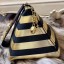 Imitation Chanel Metallic Lambskin Stripes Pyramid Clutch Bag AS0688 Gold/Black 2019 Collection CE01313