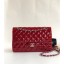 Imitation Chanel Patent Calfskin Medium Classic Flap Bag A1112 Red（Silver Hardware） Collection CE01464