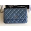 Imitation Chanel Pearl Caviar Leather Wallet On Chain WOC Bag Navy Blue 2018 CE01600