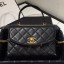 Imitation Chanel Quilted Lambskin Flap Bag with Top Handle AS1175 Black 2019 Collection CE00727