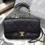 Imitation Chanel Quilted Lambskin Medium Flap Bag with Ring Top Handle AS1358 Black 2020 Collection CE01067