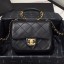 Imitation Chanel Quilted Lambskin Small Flap Bag with Ring Top Handle AS1357 Black 2020 Collection CE01491