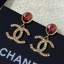 Imitation Chanel Stone CC Pendant Short Earrings Red 2019 Collection CE02105