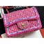 Imitation Chanel Tweed Braided Classic Flap Small Bag Fuchsia 2019 CE00993