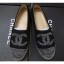Imitation Chanel Tweed CC Logo Espadrilles Gray/Black CE01909