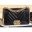 Imitation Cheap Chanel Caviar Leather Chevron Boy Flap Small Bag Black/Gold CE04011