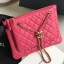 Imitation Cheap Chanel Quilted Shiny Lambskin Double Clutch with Chain AP1073 Pink 2019 Collection CE01628