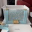 Imitation Luxury Chanel Small Boy Chanel Handbag A67085 Blue 2019 Collection CE03813