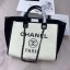 Knockoff 1:1 Chanel Deauville Wool Felt Medium Shopping Bag A93786 White/Black 2019 Collection CE01700