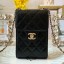 Knockoff Best Chanel Quilted Lambskin Phone Clutch with Chain AP0249 Black 2019 Collection CE00709