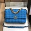 Knockoff Chanel 19 Houndstooth Wool Tweed Large Flap Bag AS1161 Bright Blue 2019 Collection CE01348