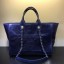 Knockoff Chanel Deauville Vintage Waxed Calfskin Medium Shopping Bag Blue 2019 Collection CE03780
