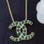Knockoff Chanel Green Resin Stones CC Pendant Necklace AB1804 2019 Collection CE03890