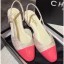 Knockoff Chanel Heel 2cm Flat Slingbacks G31319 Tweed/Patent Pink CE02102