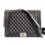 Knockoff Chanel Lambskin Boy Flap Large Bag Black/Silver CE00833