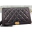 Knockoff Chanel Lambskin Boy Wallet On Chain WOC Bag A80387 Black/Gold CE01704