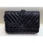 Knockoff Chanel Patent Metallic Crumpled Calfskin Wallet On Chain WOC Bag Chevron Black 2018 CE00903
