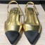 Knockoff Cheap Chanel Lambskin and Satin Slingbacks G35261 Metallic Gold/Black 2020 CE03520