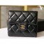 New Chanel Classic Small Flap Wallet 31528 AP0231 Lambskin Black/Gold CE00701