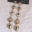 New Chanel Crystal Heart Long Earrings AB2404 Blue/Green 2019 Collection CE03618