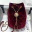 New Chanel Quilted Velvet Drawstring Bucket Bag with Crystal Ball Charm AS1894 Burgundy 2020 Collection CE01831